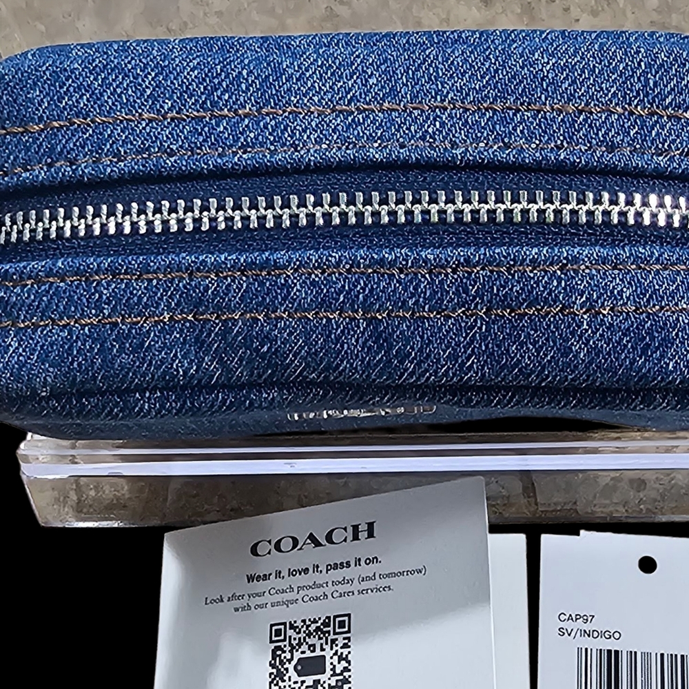 COACH Denim Blue Pouch Wristlet NWT - Picture 6 of 12